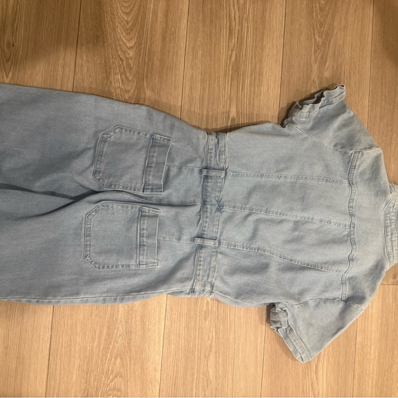 Fashion Nova Flirty Flare Denim Jumpsuit-light wash. Small. Like new. - Picture 6 of 7